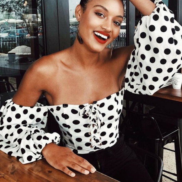 Sabo Skirt Tops - Saboskirt polka dot puff sleeve bodysuit
